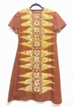 Vintage brun/gul klänning batik
