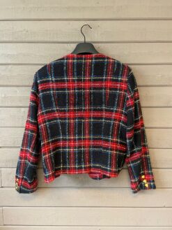 vintage röd svart rutig kavaj m. guldknappar