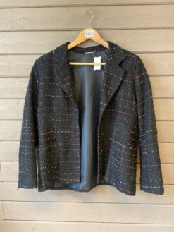 Vintage kavaj svart rutig rosa röd glitter