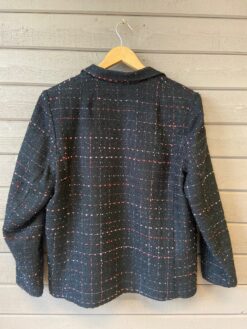 Vintage kavaj svart rutig rosa röd glitter